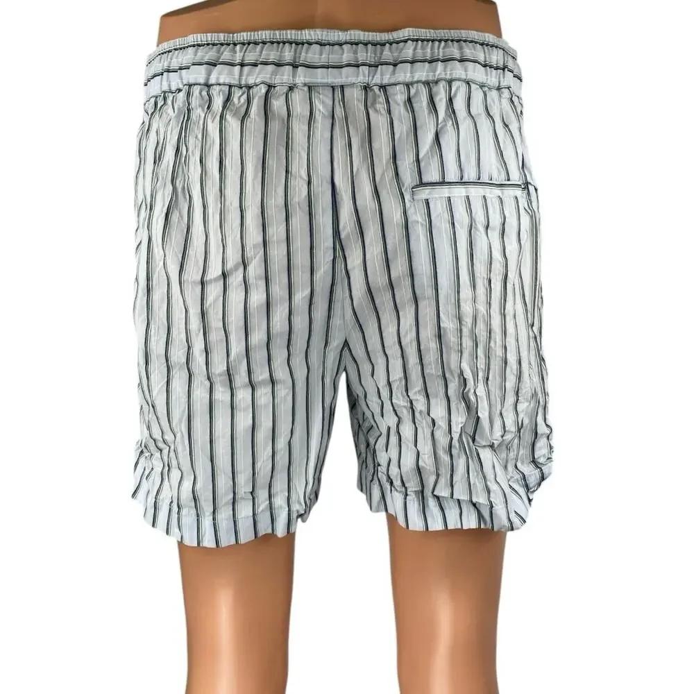 Zara Men's Blue Multicolor Striped Drawstring Straight Casual Shorts Size L